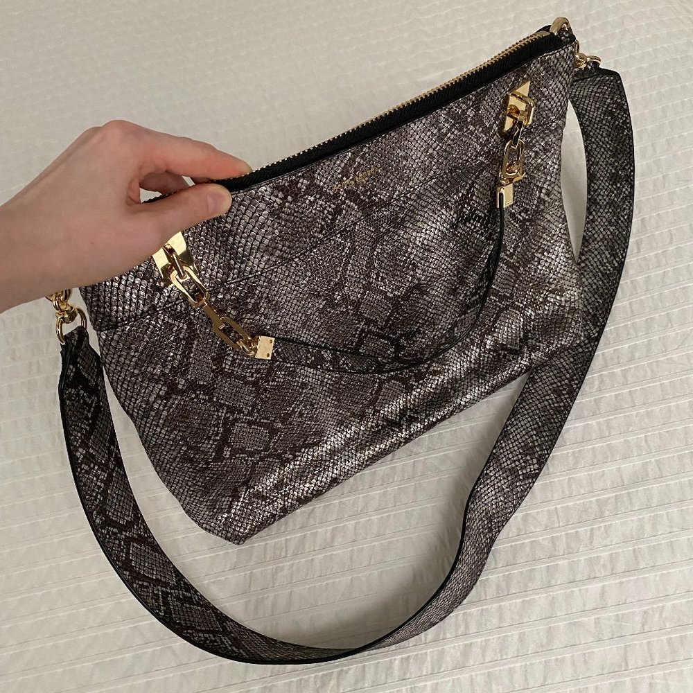 Henri Bendel snake print leather crossbody bag